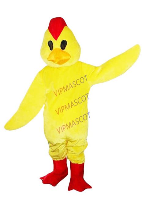 Yellow Chicken Mascot Halloween Adult Costume Outfit Cosplay Party Game