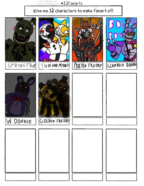 12 FNAF Animatronics Art Challenge Reupload