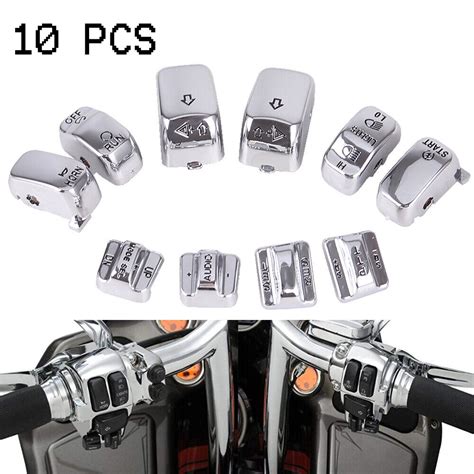 Chrome Hand Control Switch Housing Caps Fit For Harley Touring Electra