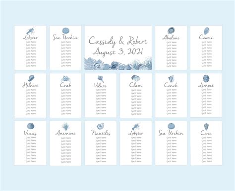 Shell Seating Cards Seaside Seating Ocean Wedding Seating | Etsy