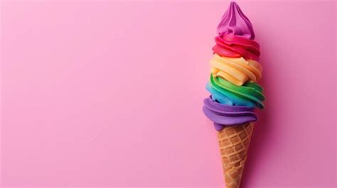 Premium Photo Colorful Swirl Ice Cream Cone