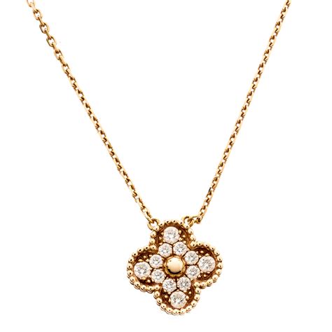 Pre Owned Van Cleef Arpels Vintage Alhambra Diamond K Rose Gold