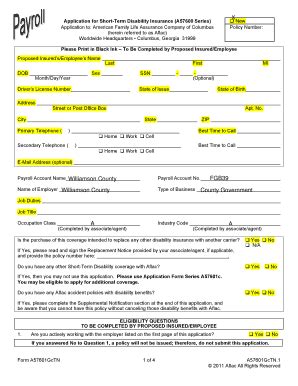 Fillable Online Short Term Disability Claim Form Fax Email Print A20