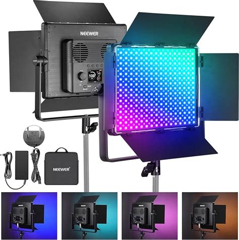 Amazon NEEWER PL60C RGB LEDビデオライトパネル APP 2 4G DMX制御 60W 23000Lux 0 5m