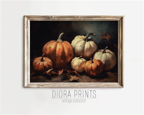 Dark Moody Pumpkins Print Vintage Pumpkin Oil Painting Printable