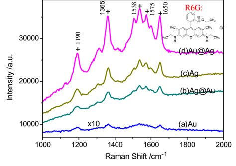 Sers Spectra Of R G Adsorbed Onto A Au Monolayer B Ag Au