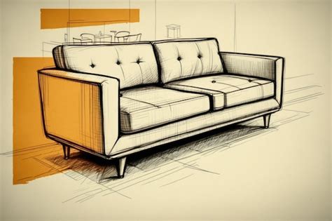 A sketch of a contemporary couch | Premium AI-generated image