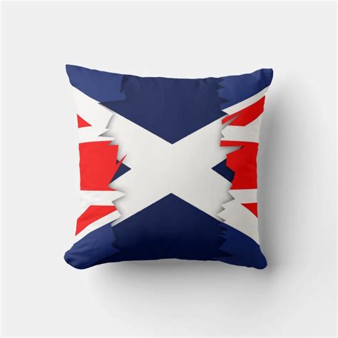 Scottish Flag Union Jack Ripped Effect Pillow Zazzle