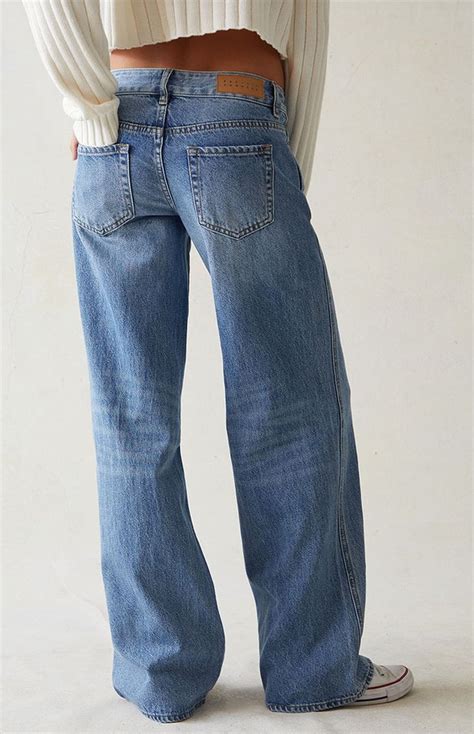 Eco Medium Blue Low Rise Baggy Jeans Low Waisted Baggy Jeans Low Rise