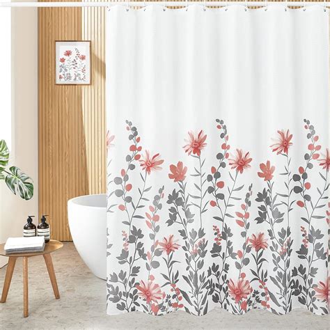 Gibelle Coral Floral Shower Curtain Spring Coral Peach