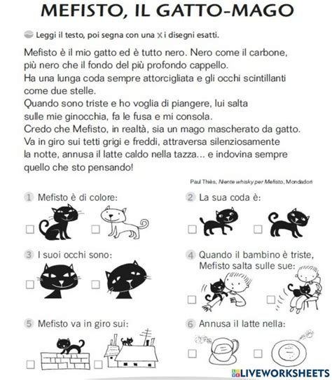 Il Gatto Mefisto Worksheet Comprensione Della Lettura Attivit Di