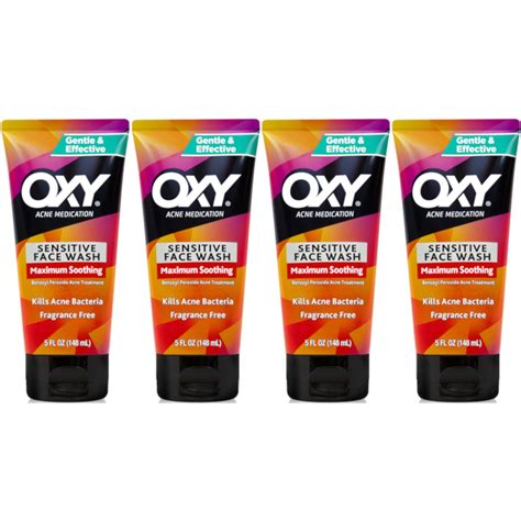 4 Pack OXY Maximum Action Advanced Sensitive Skin Face Wash 5 oz Each ...