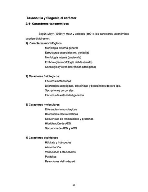 Taxonomía y filogenia el carácter Biología General uDocz