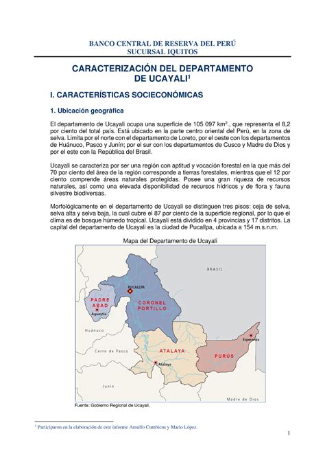 Ucayali caracterizacion SUCURSAL IQUITOS CARACTERIZACIÓN DEL