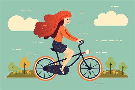 Beautiful Girl Riding Bicycle Vector Illustration 25770257 Vector Art