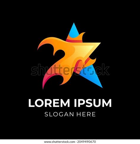 Abstract Fire Star Logo Design 3d Stock Vector Royalty Free