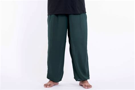 Plus Size Solid Color Drawstring Mens Yoga Massage Pants In Dark Teal