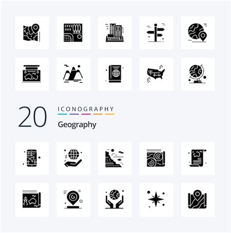 Geo Graphy Solid Glyph Icon Pack Como Mapa De Guia Peixe De Pesca