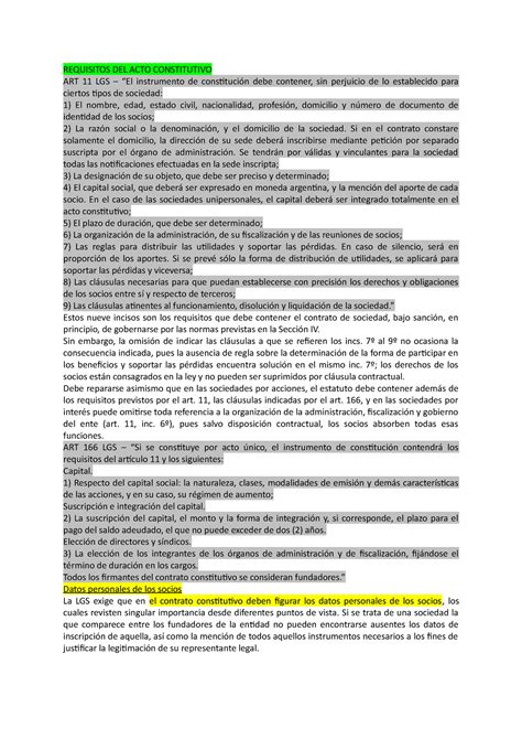 Unidad Requisitos Del Acto Constitutivo Art Lgs El