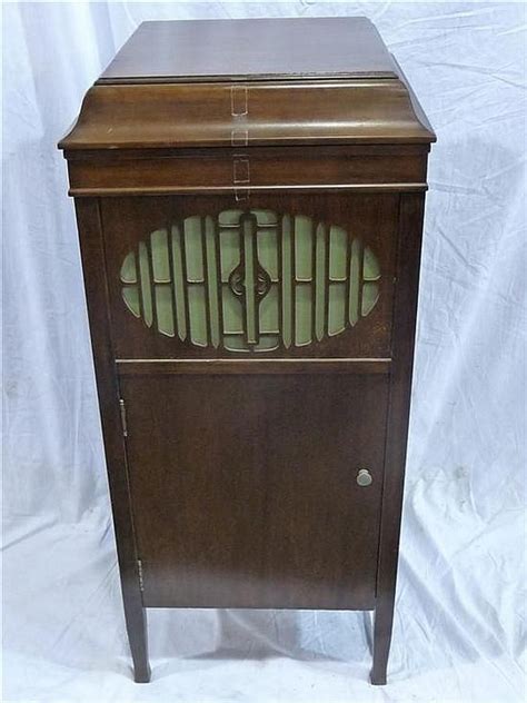 Antique Brunswick Upright Gramophone With Record Storage Gramophones