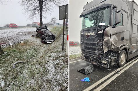 Wypadek śmiertelny na DK 12 koło Borku Wielkopolskiego FOTO Leszno