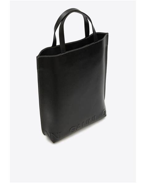 Ganni Medium Banner Tote Bag In Black Lyst