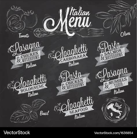 Menu Italian Chalk Royalty Free Vector Image Vectorstock