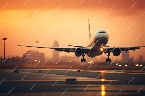 Premium Photo Blurred Background Of Airplane Takeoff