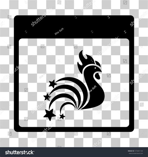 Rooster Fireworks Calendar Page Icon Vector Stock Vector Royalty Free