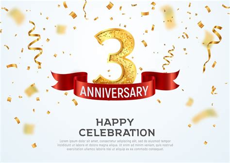 Premium Vector Three Years Anniversary Banner Template Third Years Jubilee With Red Ribbon And