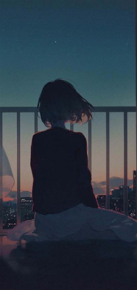 A Girl Sitting Alone In The Sunset Anime