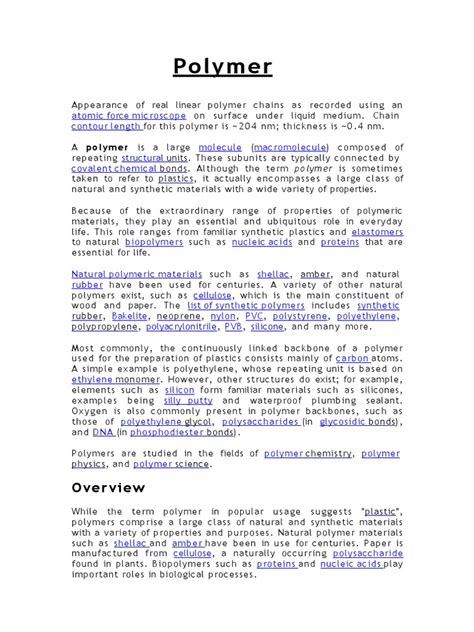 PDF Polymer Full Chemistry Project For Class 12 | PDF | Polymers ...