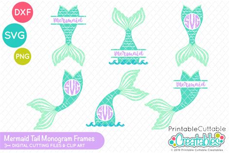 Mermaid Tail Monogram Frame Svg Set