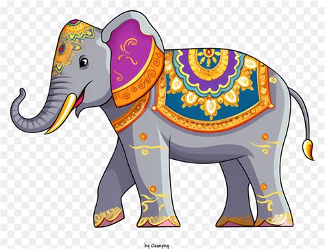 Cartoon Elefante Sari Decorativo Padrões Complexos png transparente