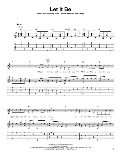 Let It Be Guitar Tab By The Beatles Guitar Tab 83325