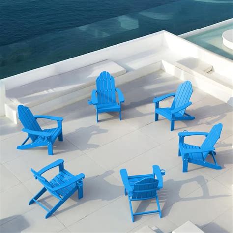 Lue Bona Recycled Blue Hdps Folding Plastic Adirondack Chair Weather