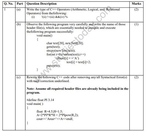 Cbse Class 12 Computer Science Sample Paper 2019 Solved