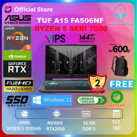 Promo Asus Tuf A15 Fa506nf Ryzen 5 7535hs Rtx2050 4gb 16gb 512gb W11