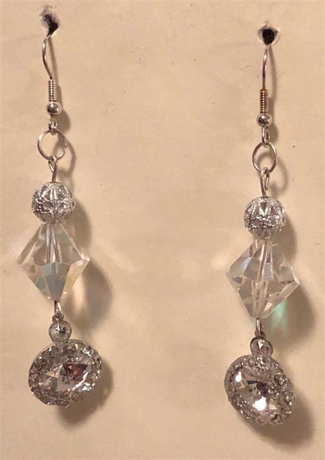 Swarovski Clear Crystal Dangle Drop Clear Bezel Earrings Etsy