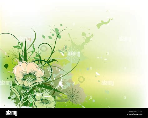 Vector Grunge Background With Floral Stock Photo Alamy