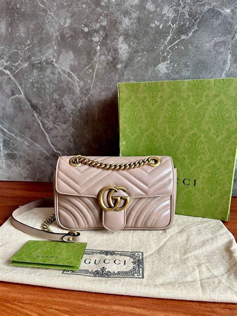 Gucci Mini Marmont Nude 2021 Barang Mewah Tas Dompet Di Carousell