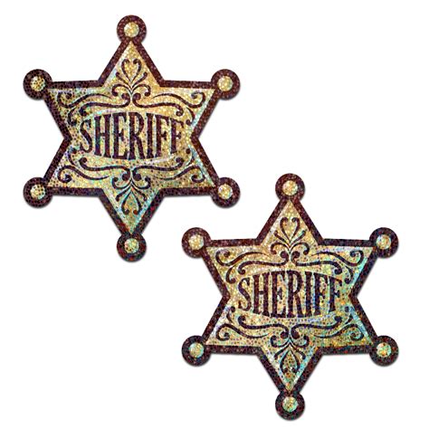 Sheriff Star Glittering Golden Sheriff S Badge Nipple Pasties