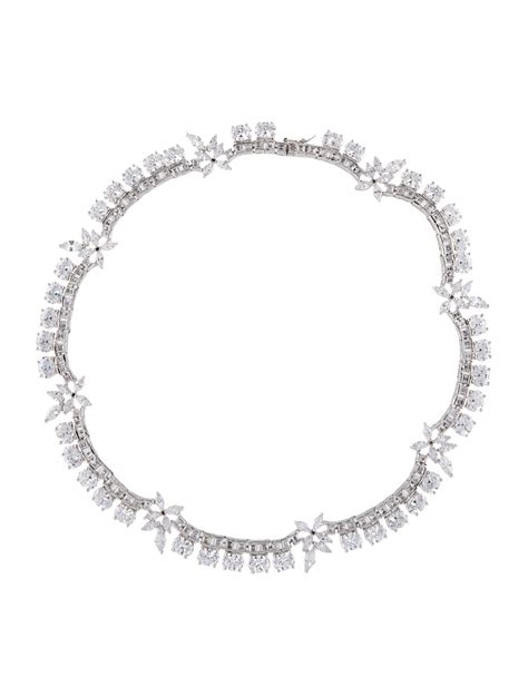 Cz By Kenneth Jay Lane Cubic Zirconia Statement Collar Necklace Blue