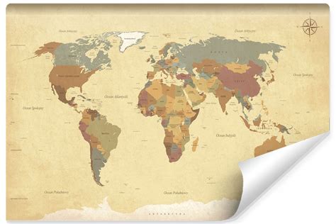 Fototapeta Mapa Polityczna Wiata Vintage X Mf Ve