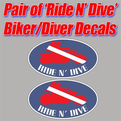 Ride N Dive Scuba Sticker Decal Diver Down Biker Graphic Bubbles