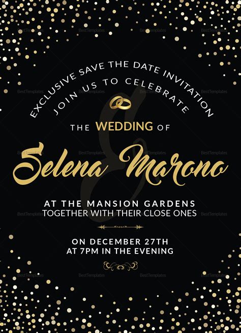 Black And Gold Wedding Invitation Card Design Template In Word Psd