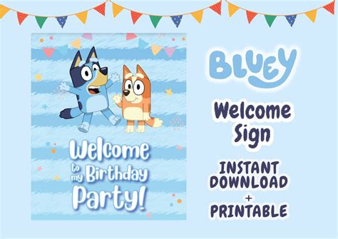 Bluey Welcome Party Sign Bluey Party Bluey Birthday Bluey Etsy UK