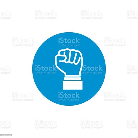 Raised Fist Symbol Of Victory Strength Power And Solidarity Flat Vector Icon Button For Apps And