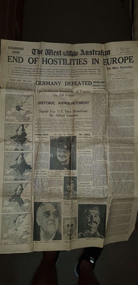 The West Australian newspaper front page of the end of WW2 : r/ww2