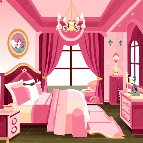 Premium Vector Princess Bedroom Interior Cartoon Design